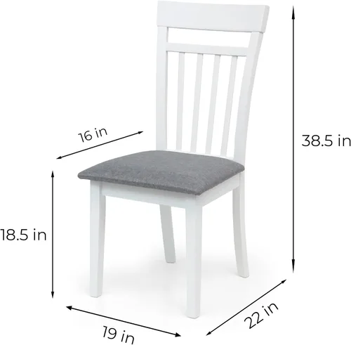 Vista 5 de Dining Kitchen Set of 3 Square Table and 2 Side Warm Chairs Classic Solid Wood in White Finish