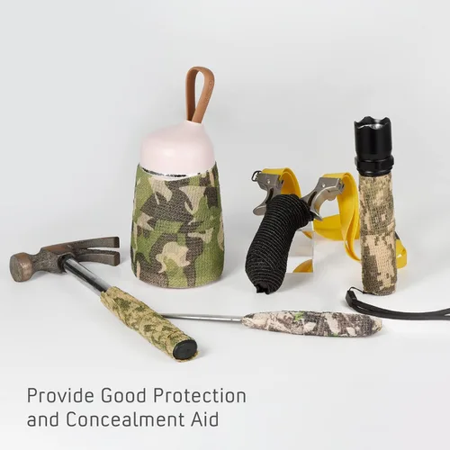 Vista 6 de 12 rollos de cinta de camuflaje de camuflaje de vendaje autoadhesivo de 2 pulgadas x 5 yardas, envoltura protectora de camuflaje autoadhesiva