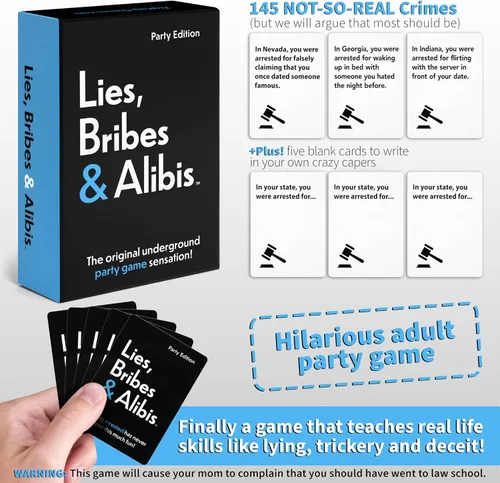 Vista 6 de Lies, Bribes & Alibis - Un divertido juego de cartas de fiesta para adultos para citas nocturnas, fiestas universitarias, reuniones amistosas