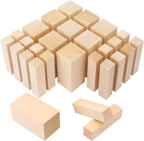 Vista 8 de Paquete de 70 bloques de tallado de tilo, bloques de madera sin terminar de 4 x 1 x 1 pulgada para tallar y cortar madera, cubos de madera maciza
