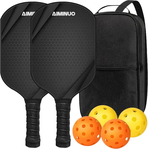Vista 12 de Palas de pickleball de fibra de vidrio, juego de paletas de pickleball ligeras de 0.63 pulgadas para hombres, mujeres, niños, interiores y exteriores