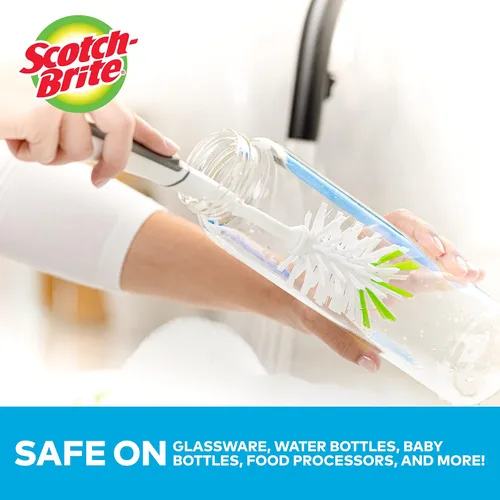 Vista 3 de Scotch-Brite Kit de cepillos de cocina - Cepillo para botellas de vidrio y agua y cepillo avanzado para control de jabón - Cepillos para limpiar