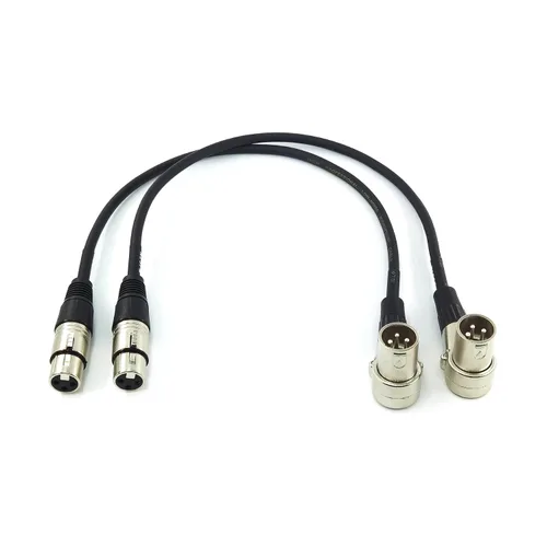 Vista 3 de WJSTN Cable XLR macho en ángulo recto XLR macho a hembra recto de 1 pie, adaptador de audio de micrófono XLR para cámara, mezclador, interfaz