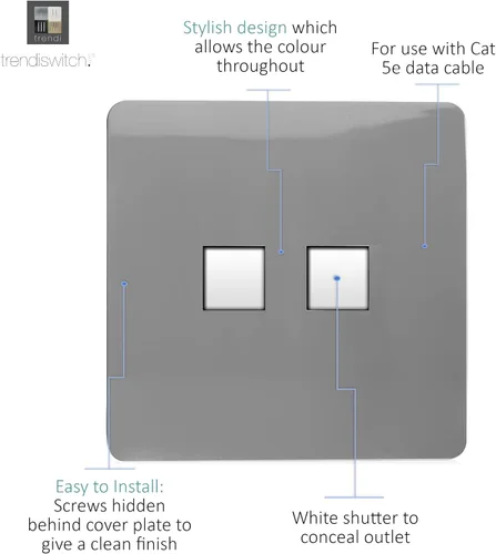 Vista 2 de Trendi Switch ART-2PCLG - Enchufe para PC, color gris claro