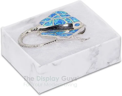 Vista 3 de TheDisplayGuys - Caja de regalo de papel de cartón relleno de algodón, 100 unidades, color blanco mármol
