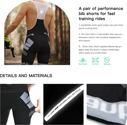 Vista 3 de Santic Men's Cycling Jersey Set Bib Shorts 4D Padded Short Sleeve Outfits Set Quick-dry