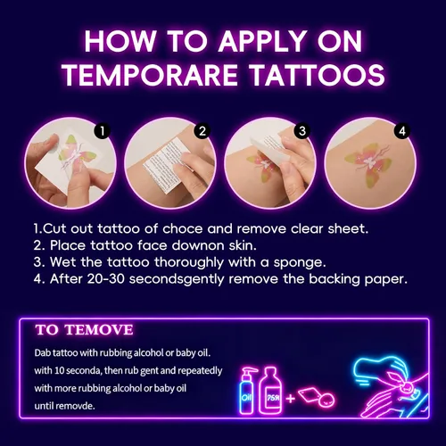 Vista 7 de 56 diseños que brillan en la oscuridad tatuajes (10 hojas) – Tatuajes temporales luminiscentes azules, suministros de fiesta brillantes para fiestas