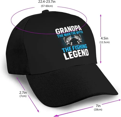 Vista 5 de KOSPOGO Grandpa The Man The Myth The Fishing Legend Baseball Cap for Men Women Baseball Hat Outdoor Casual Breathable Caps Adjustable Trucker Hat