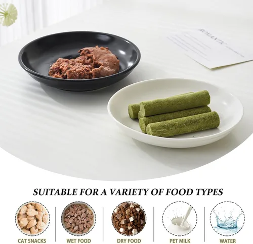 Vista 4 de Juego de 4 cuencos de cerámica para gatos – Paquete de 4 platos saludables y anchos para gatos poco profundos para comida y agua, cuencos antifatiga