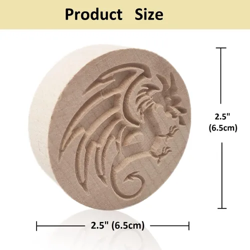 Vista 4 de Molde de madera para galletas, sello de galletas de madera, molde de prensa para galletas, molde de galletas 3D, molde de madera para hornear, Dragón