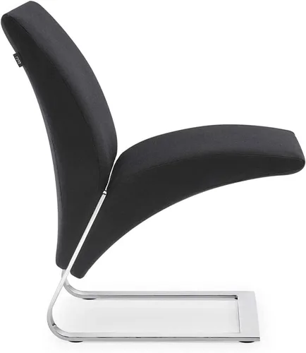 Vista 5 de Zuri Furniture Modern Bouncee - Silla de cachemira negra con base cromada pulida