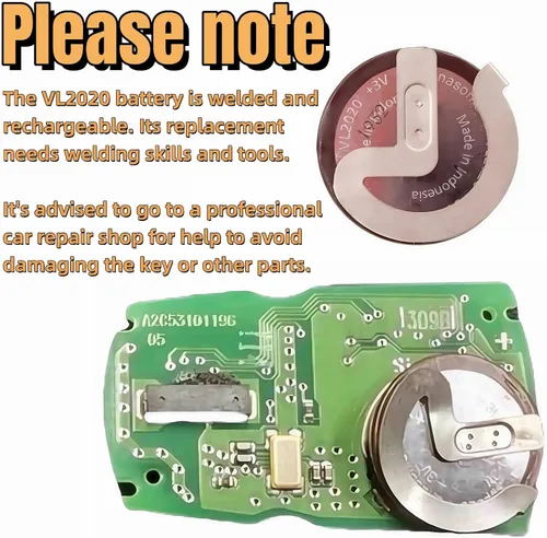Vista 4 de BestParts 2 unids VL2020 90 grados remoto llavero batería recargable reemplazo para BMW E39 E46 E60 E90 E92 3V 20mah