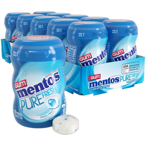 Vista 13 de Mentos Chicle Pure Fresh sin azúcar con xilitol, gaulteria, a granel, botella de 50 piezas (paquete de 6)