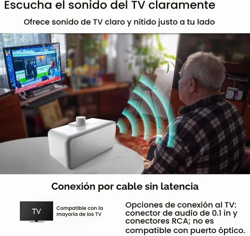 Vista 2 de ANSTEN Altavoces con cable para TV sin demora, altavoces de TV de voz Cable de 16.4 ft de largo, altavoz personal con conector para auriculares