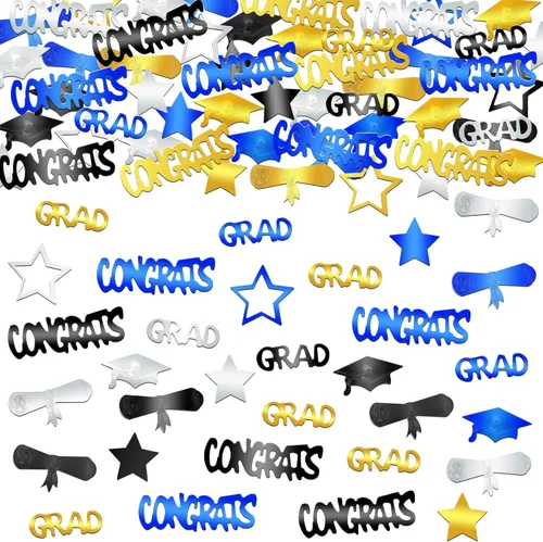 Vista 19 de KatchOn, Confeti de graduación negro brillante 2025 – Paquete de 500 Confeti de graduación 2025 decoraciones Decoraciones de graduación 2025