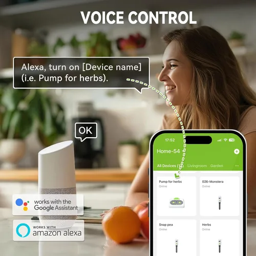 Vista 8 de RAINPOINT Kit inteligente de riego automático para plantas de interior, control WiFi/App y control de panel local, sistema de riego por goteo sin