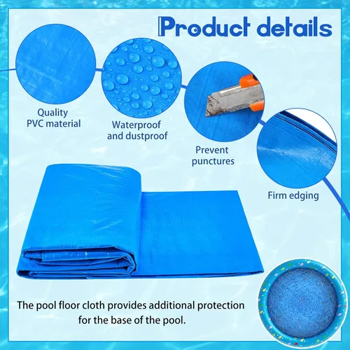 Vista 3 de Boao Almohadilla de revestimiento de piscina de 12 pies para piscinas sobre el suelo, lona para proteger la piscina inflable, tela debajo del suelo