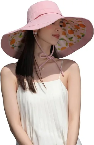 Vista 10 de Sombreros de sol de ala extra ancha de 6 pulgadas con protección UV UPF 50+ y correa para sombrero de playa para mujer