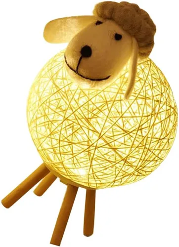 Vista 4 de JOEBO Lámpara de noche de alpaca, lámpara de escritorio, lámpara de lectura, mesa de cama ajustable, luz decorativa de oveja, lámpara de noche