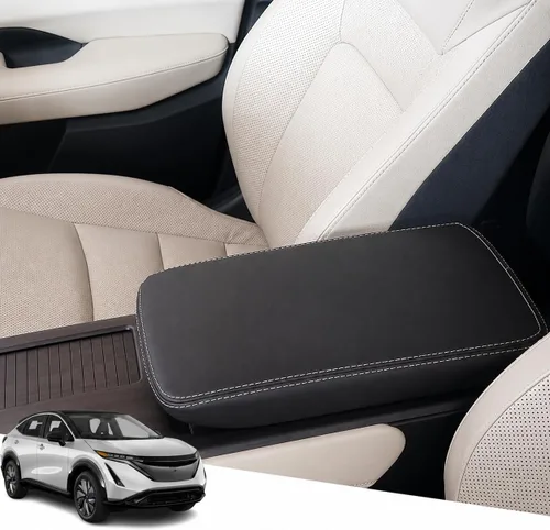 Vista 142 de Great-luck Funda de cuero para consola central, almohadilla para reposabrazos, accesorios de cubierta de caja (costuras rojas) para BMW X1 2023 2024