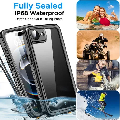 Vista 9 de AICase Funda impermeable para iPhone 17e, transparente, a prueba de agua, a prueba de golpes, a prueba de polvo, a prueba de nieve, cuerpo completo