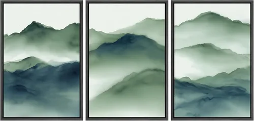 Vista 47 de MUDECOR Lienzo enmarcado para pared, juego de arte de acuarela pastel, bosque de pinos, naturaleza silvestre, ilustraciones modernas, decorativas