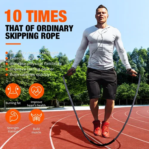 Vista 2 de HOXWC Cuerda de Saltar, Cuerda de Saltar con Peso para Fitness, Cuerdas de Saltar Pesadas para Hombres Mujeres Niños, Set de Equipo de Entrenamiento