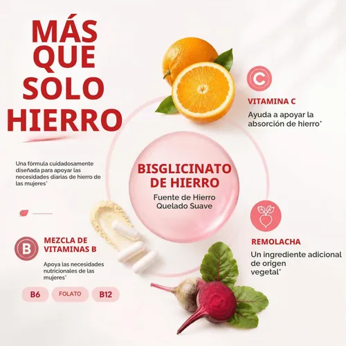 Vista 9 de NATURE TARGET Suplemento de hierro para mujeres, 25 mg de bisglicinato