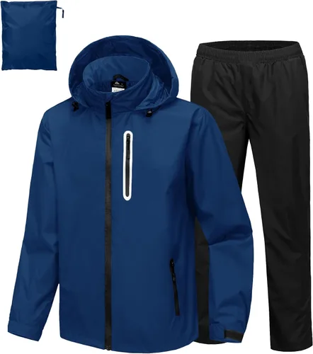Vista 8 de Traje de lluvia de golf impermeable para hombre, equipo de lluvia, chaqueta y pantalón para exteriores, ligero, impermeable con capucha Pantalones