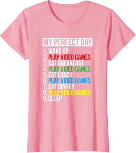 Vista 12 de My Perfect Day" - Camiseta negra de ajuste clásico, cuello redondo, manga corta, poliéster y algodón, Negro