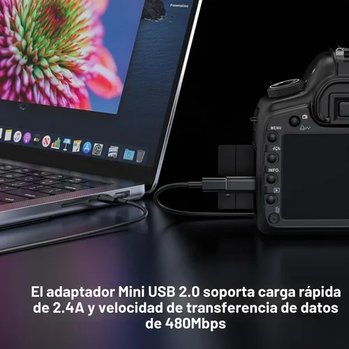 Vista 3 de Paquete de 2 mini adaptadores USB y 3 adaptadores micro USB, conector compatible con carga y sincronización de datos para receptor GPS/cámara