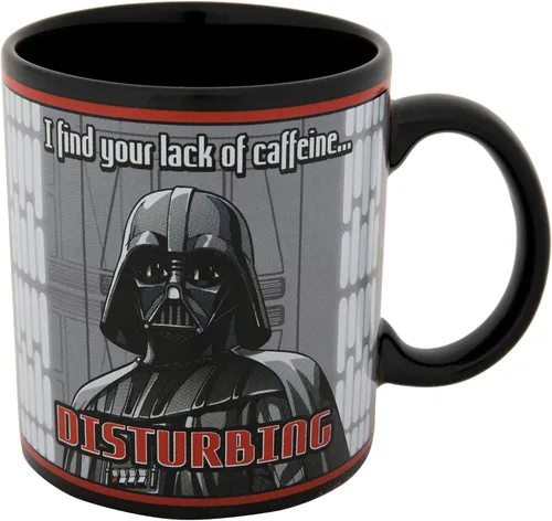 Vista 6 de ICUP Taza de cerámica con posavasos con texto en inglés "I Take My Coffee On The Dark Side
