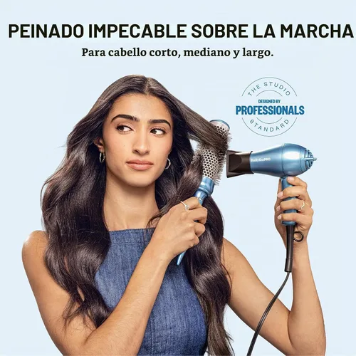 Vista 2 de BaBylissPRO Nano Titanium Travel Hair Dryer, 1000 Watt Professional Blow Dryer with Concentrator Nozzle, Foldable Handle, Dual Voltage