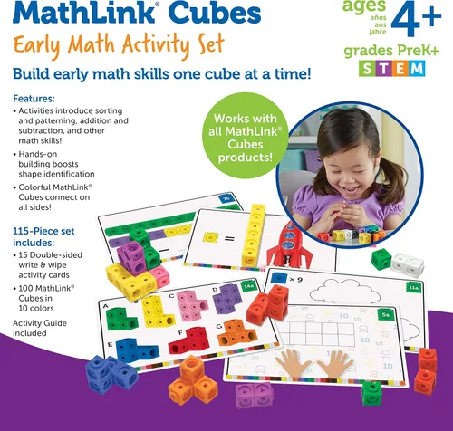 Vista 6 de Learning Resources MathLink Cubes Conjunto de Actividades de Matemáticas Tempranas - 115 Piezas, Edades 4+, Imprescindibles para el Aula