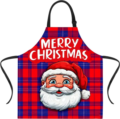 Vista 42 de ANNA QUEEN Delantal de Feliz Navidad para mujeres y hombres con bolsillos, delantal de muñeco de nieve, delantal de cocina ajustable para cocinero