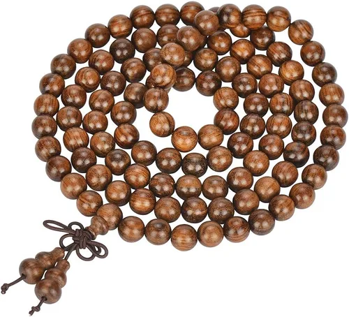 Vista 61 de Mala Beads Pulsera 108 0.315 in Meditación Sándalo Elástico..