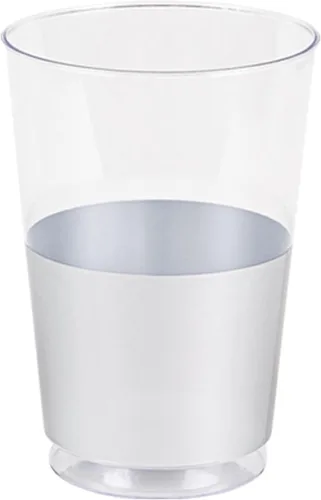 Vista 2 de Smarty Had A Party Vasos desechables transparentes de 12 onzas con parte inferior plateada – 240 vasos de plástico para cócteles, café helado