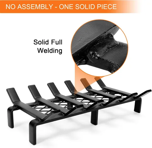 Vista 8 de WILLOW WEAVE - Rejilla para chimenea de 17 pulgadas con retenedor de brasas, rejilla para estufa de leña Solid Steel Fireplace Log Holder, Heavy