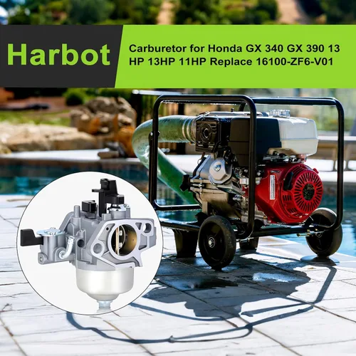 Vista 2 de GX390 GX340 Carburador para Honda GX 340 GX 390 13 HP 13HP 11HP Reemplazo 16100-ZF6-V01 con 17210-ZE3-505 Filtro de combustible para tanque