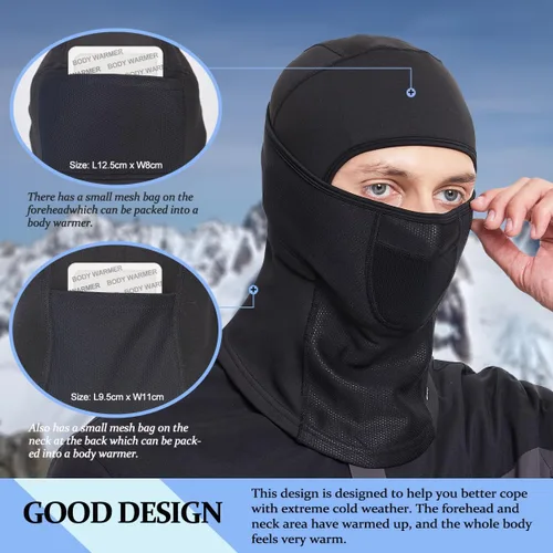 Vista 3 de Pasamontañas para clima frío, máscara térmica de forro polar para invierno, calentador de cabeza, equipo de motocicleta para hombres y mujeres