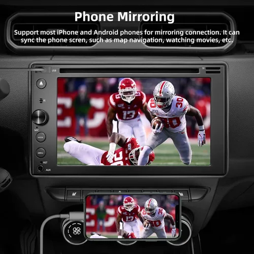 Vista 6 de Estéreo de coche de doble DIN con reproductor de CD/DVD, pantalla táctil de 7 pulgadas con Apple CarPlay y Android Auto, Bluetooth5.2, cámara