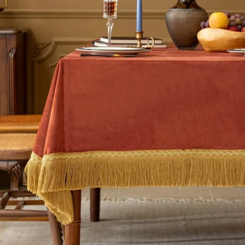 Vista 12 de F-CHU - Funda de terciopelo negro de lujo para mesita de noche con flecos dorados, mantel decorativo para mesita de noche, a prueba de polvo