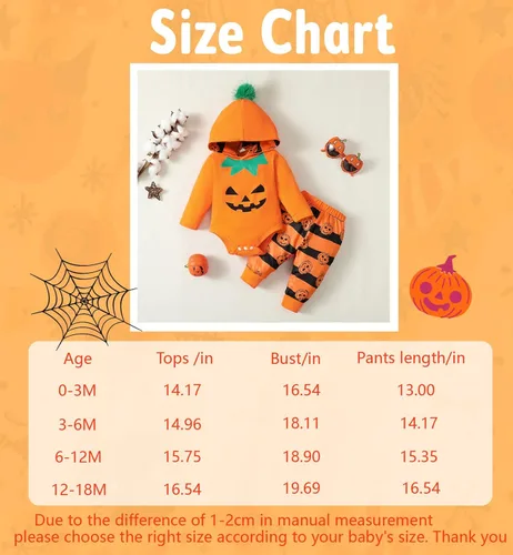 Vista 4 de Traje de Halloween para niño recién nacido ropa de calabaza para bebé