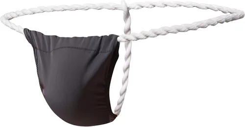 Vista 8 de Tangas de seda de hielo para hombre con espalda en T y tanga de tiro bajo Negro