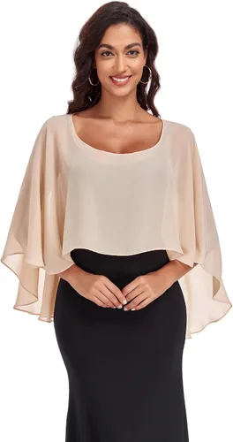 Vista 17 de Sheer Shawls and Wraps for Evening Dresses Chiffon Capes for Women Negro