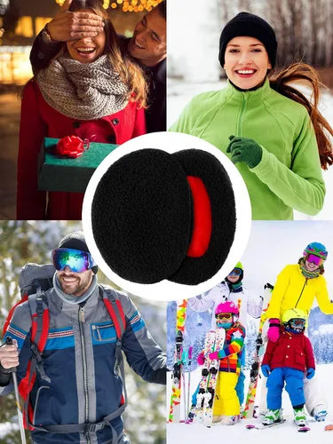 Vista 5 de 4 Pairs Unisex Bandless Ear Warmers Fleece Ear Muffs Thick Winter Ear Covers