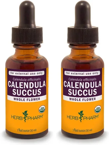 Vista 2 de Herb Pharm Caléndula Succus Extracto de hierbas líquido: USDA orgánico para la piel, hecho con flores de caléndula officinalis, multiusos para cara