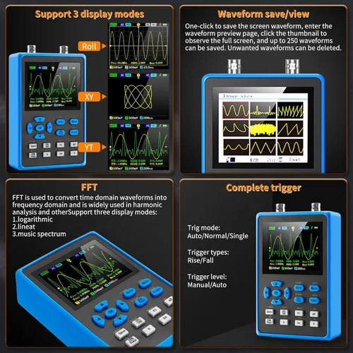Vista 5 de DSO2512G Kit de osciloscopio digital de mano LCD - 2 canales 2.8 "TFT Mini Osciloscopio automotriz Ancho de banda 120Mhz Osciloscopios digitales