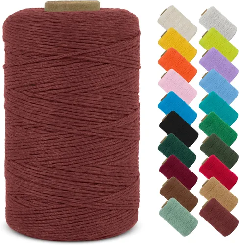 Vista 26 de Cuerda de macramé de algodón natural de 0.039 in x 426 yardas, cuerda de colores para manualidades, fabricación de joyas, colgar en la pared Verde