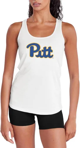 Vista 196 de Camiseta deportiva sin mangas oficial de NCAA Collegiate para mujer, con espalda cruzada, colección con logotipo primario